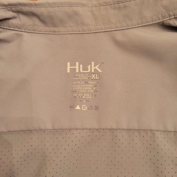 Huk Tide Point Performance Fishing Shirt Long Sleeve Button Down Beige Men's XL - Picture 3 of 7